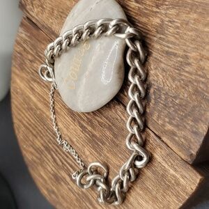 B2727 anklet grunge chain link sterling silver heavy duty